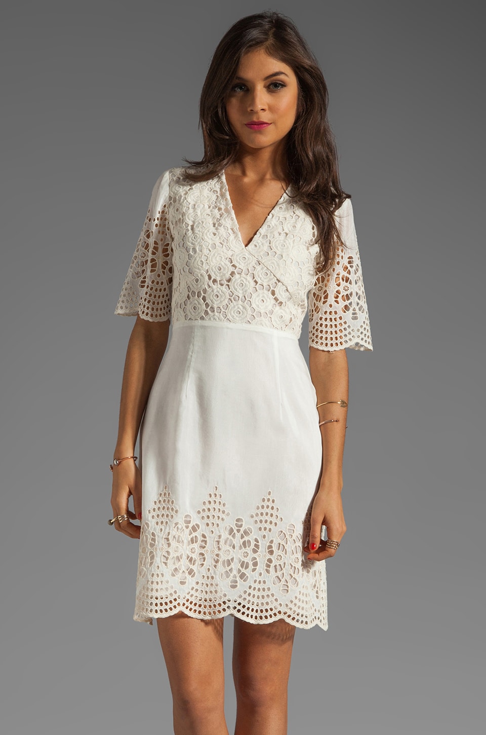 embroidered short sleeve dress