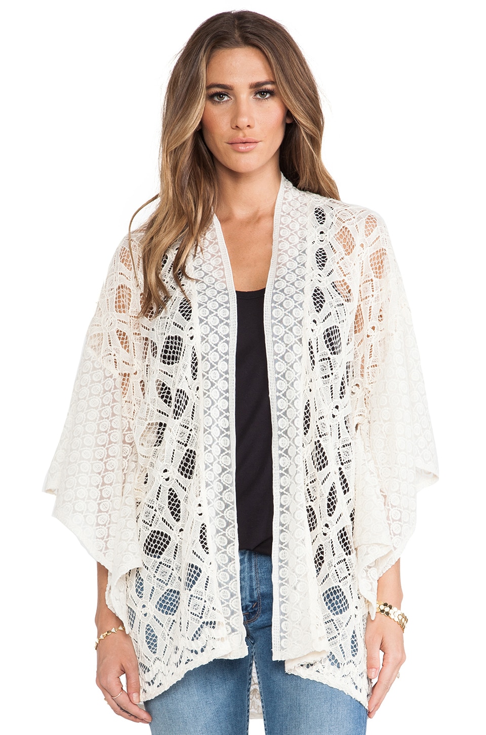 Ophelia Embroidered Lace Cover Up Kimono
