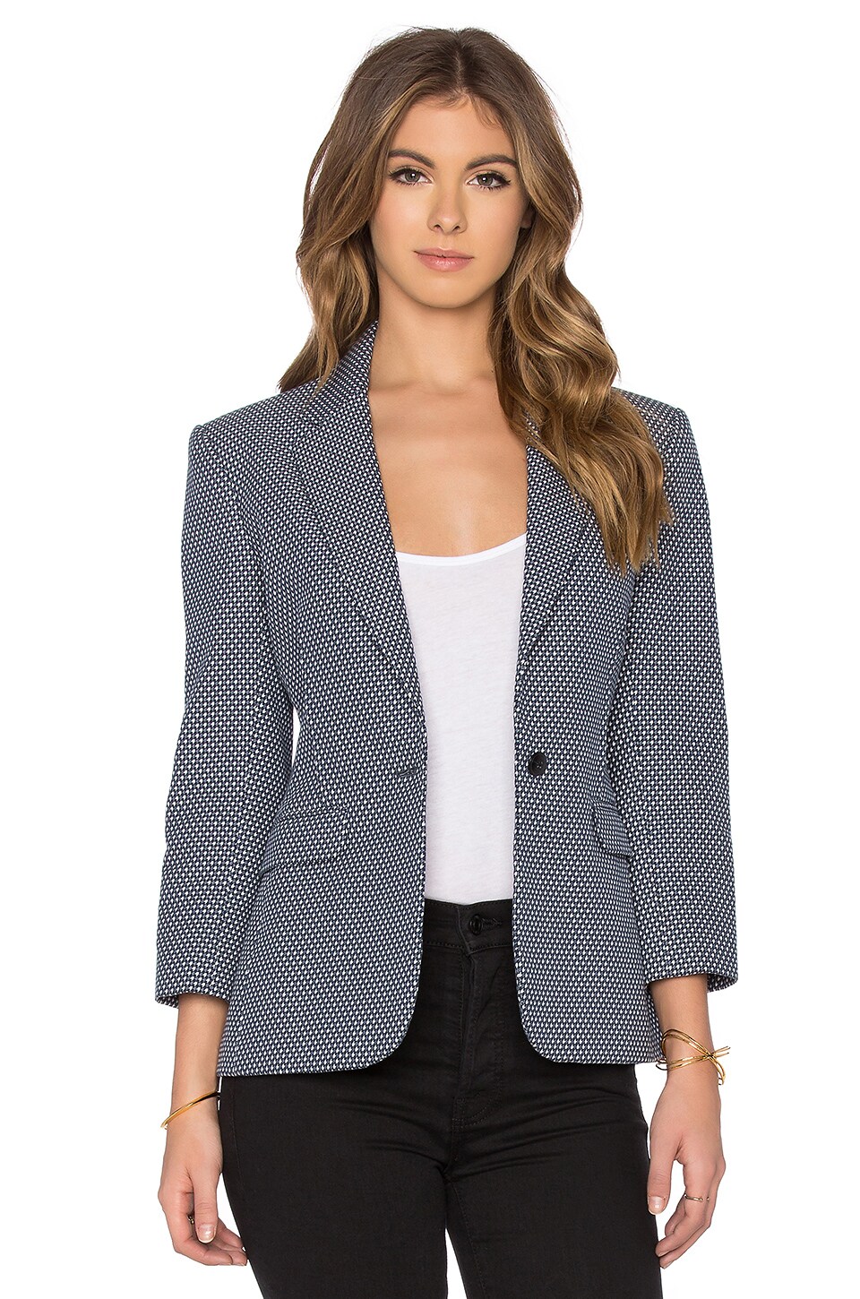 ATM Anthony Thomas Melillo Jacquard Schoolboy Blazer in Navy & White ...