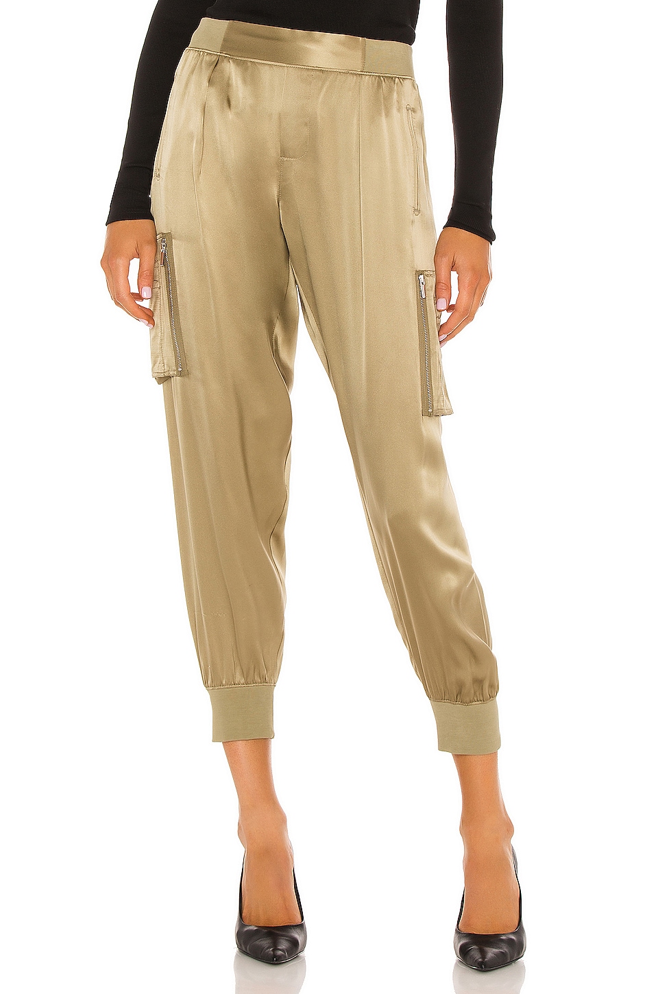 ATM Anthony Thomas Melillo Silk Cargo Pull On Pants Agave