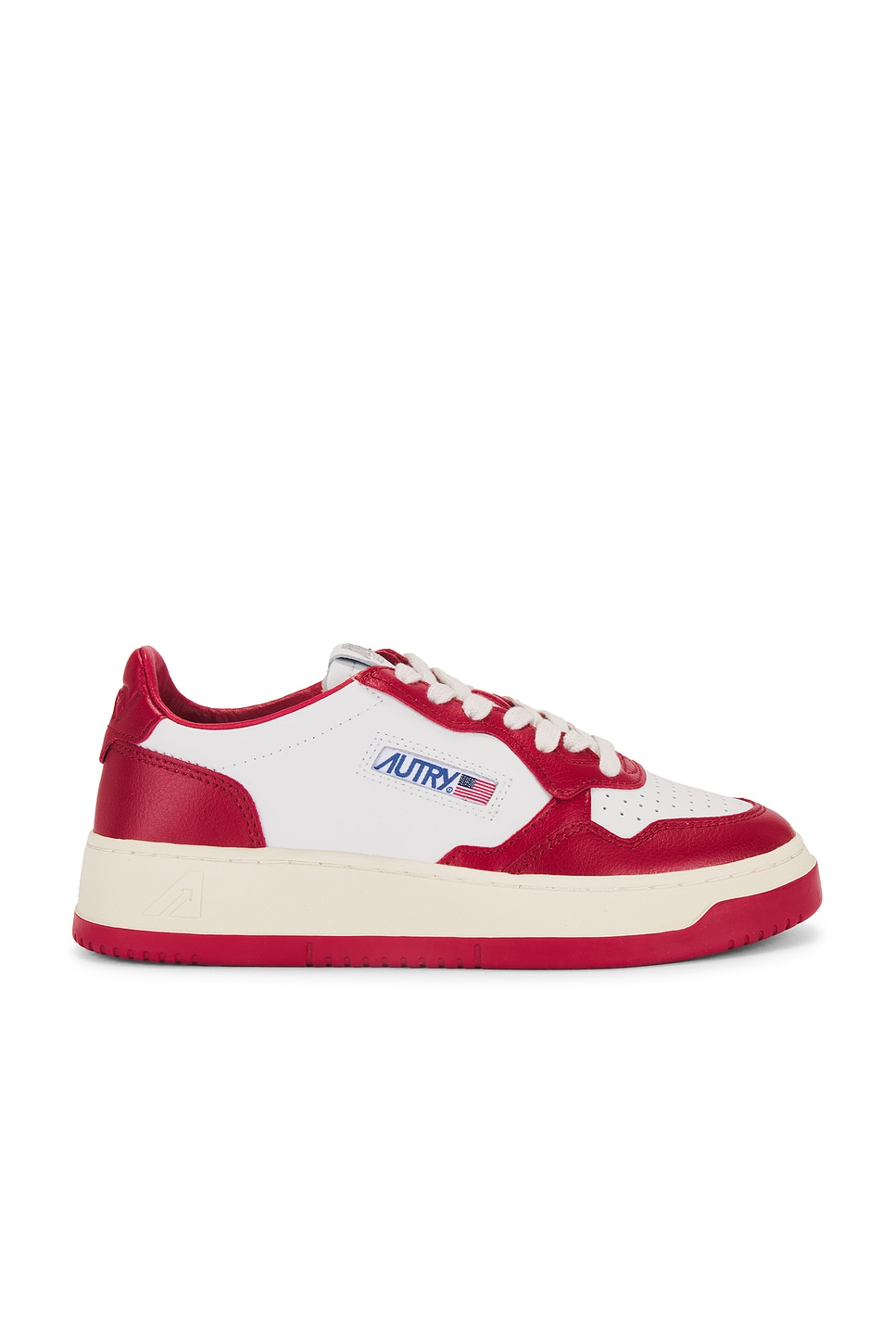 Autry Medalist Low Sneaker in White & Red | REVOLVE