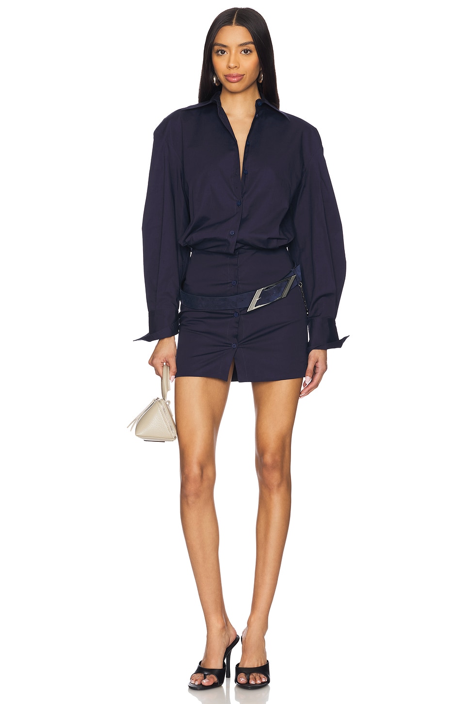 オールインワン・サロペット The Attico Fitted Long Sleeve Mini Dress THE ATTICO Long Sleeve Mini Dress in Grey | REVOLVE