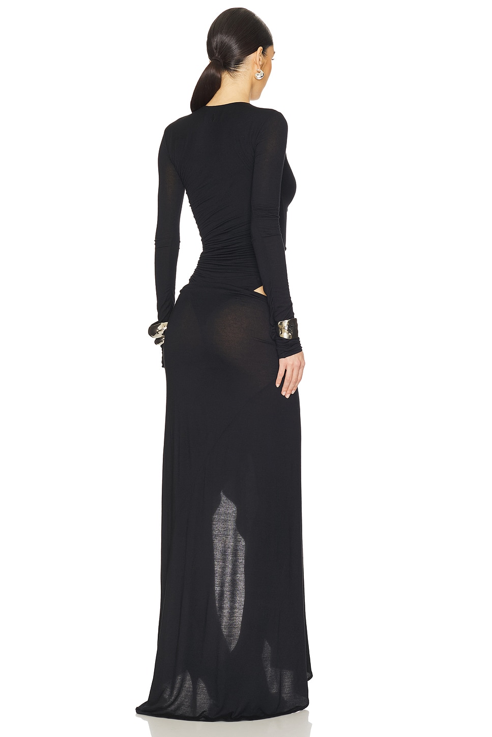 THE ATTICO Long Sleeve Gown in Black | REVOLVE