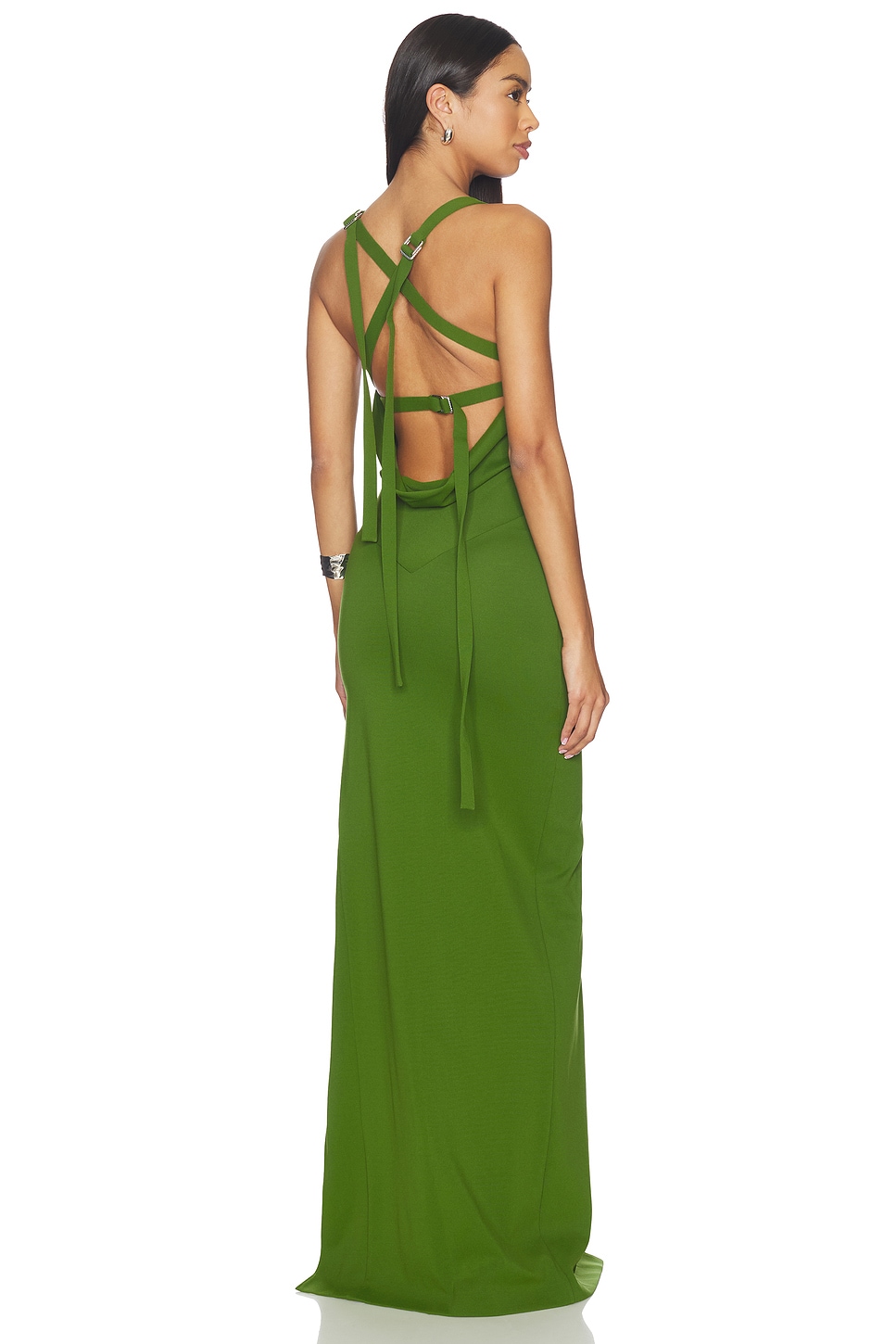 Attico Asymmetric-neck Maxi Dress - Green