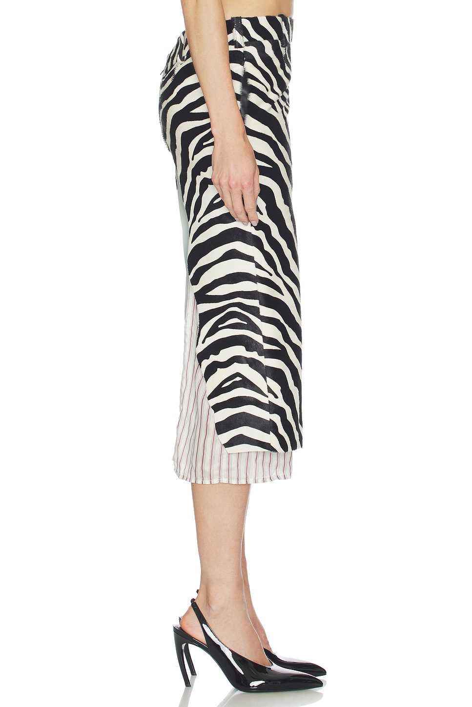 THE ATTICO Low Rise Midi Skirt in White & Black | REVOLVE