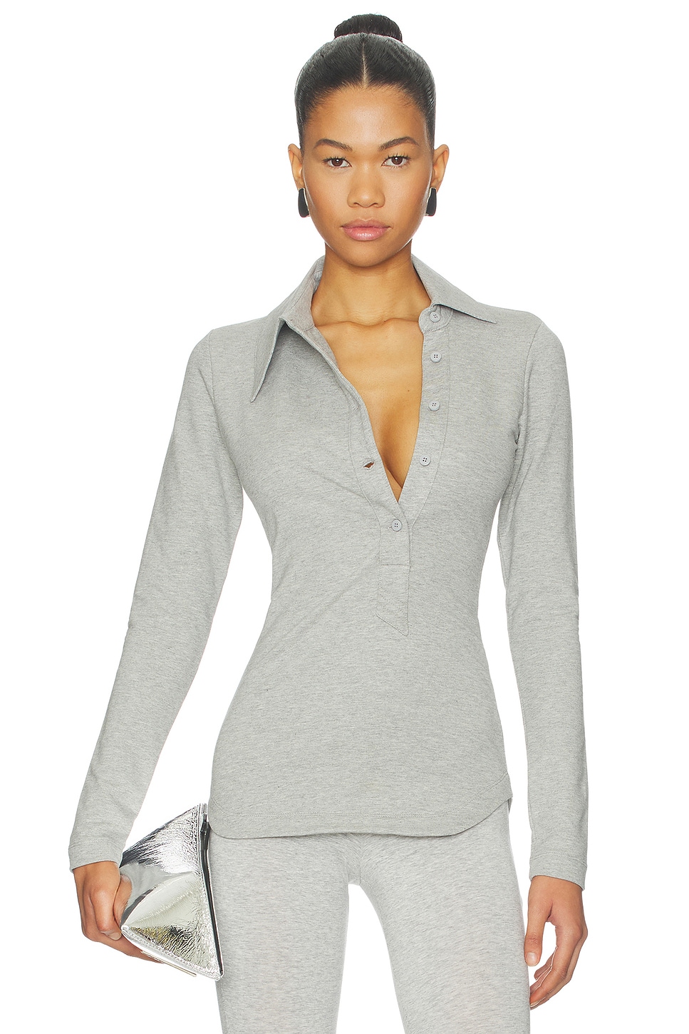 Long Sleeve Lapel Top - thumbnail 2
