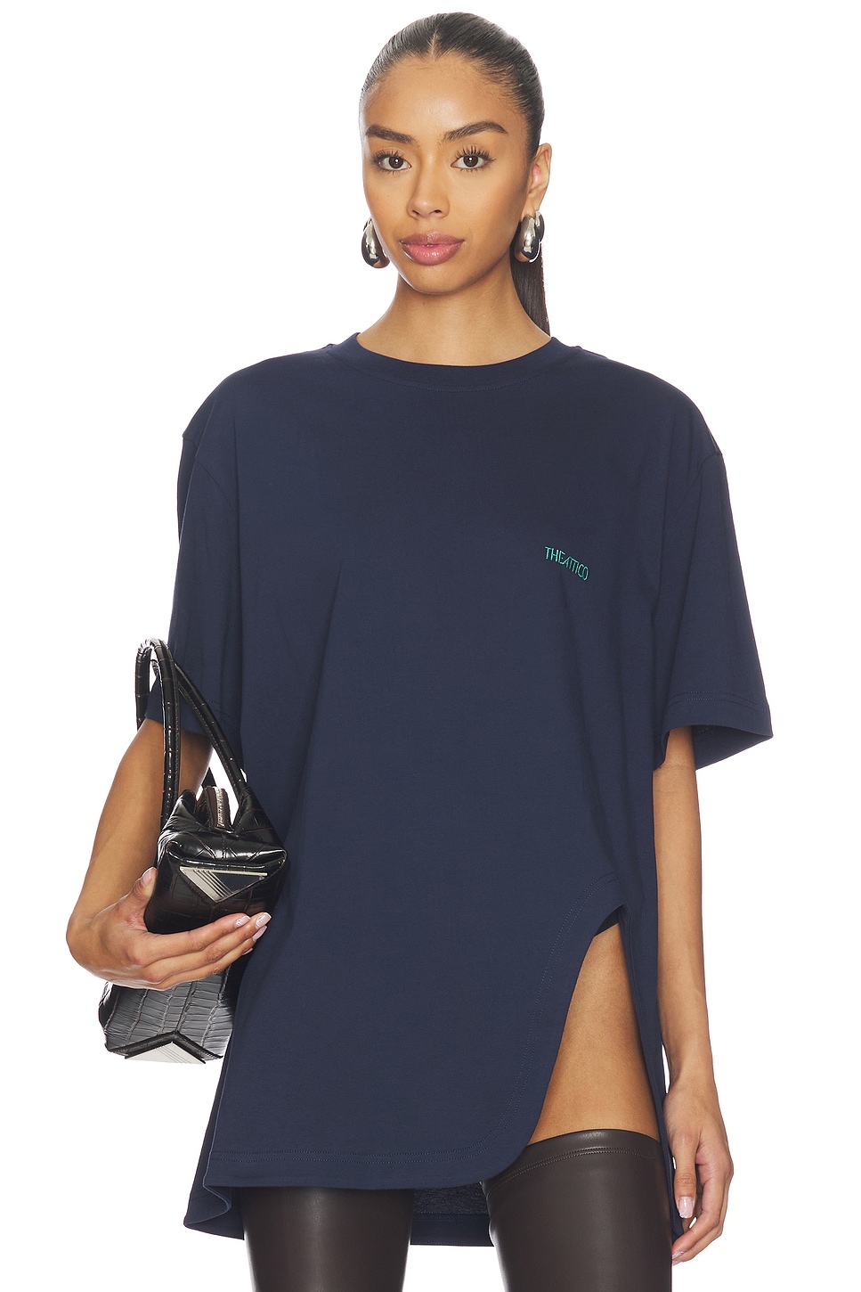 Boxy P THE ATTICO Boxy Tee in Purple Blue | REVOLVE