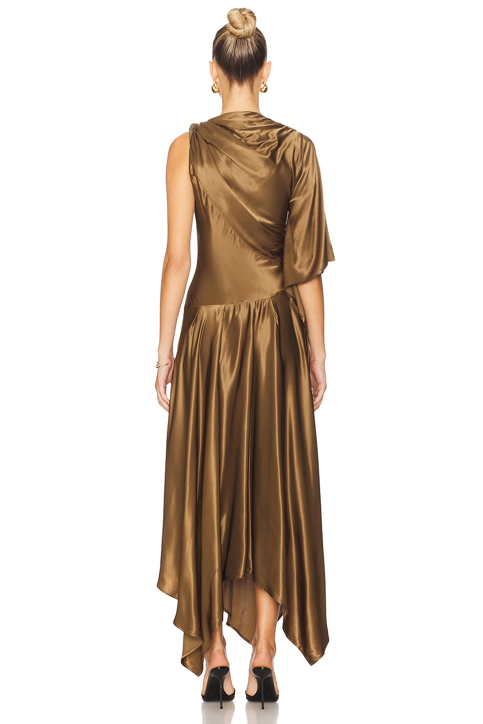 anna quan brown dress Anna Quan Ophelia Satin Column Dress, Green, Women's, 4, Cocktail & Party Wedding Guest Dresses Satin & Silk Dresses