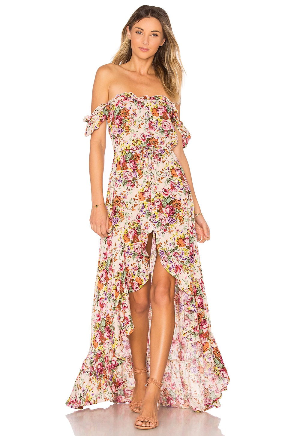 AUGUSTE Willow Day Dress in Long beach Floral Natural | REVOLVE