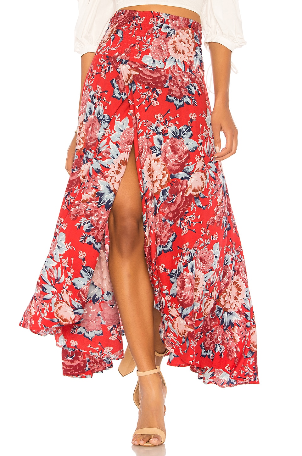 AUGUSTE Shirred Waist Maxi Skirt in Texan Bloom | REVOLVE