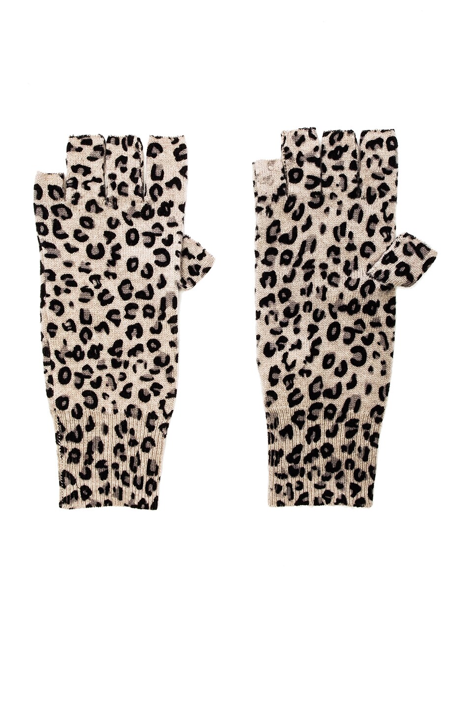 Autumn Cashmere Leopard Print Fingerless Gloves in Bone Combo | REVOLVE