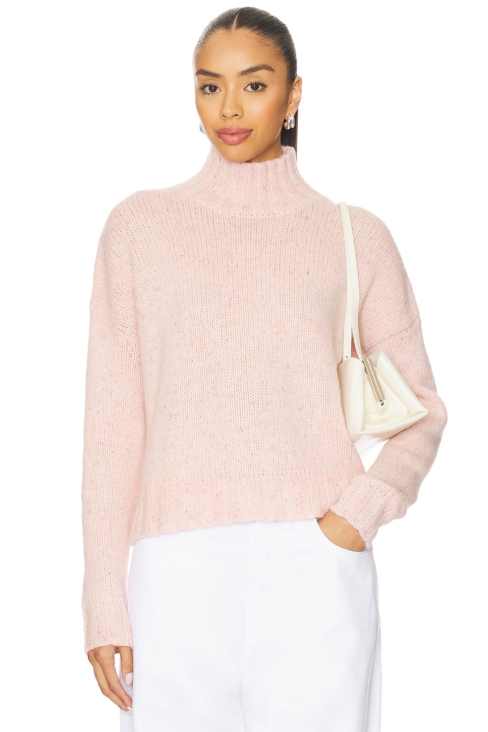 Autumn Cashmere Boxy Chunky Mock Sweater in Pinkberry | REVOLVE