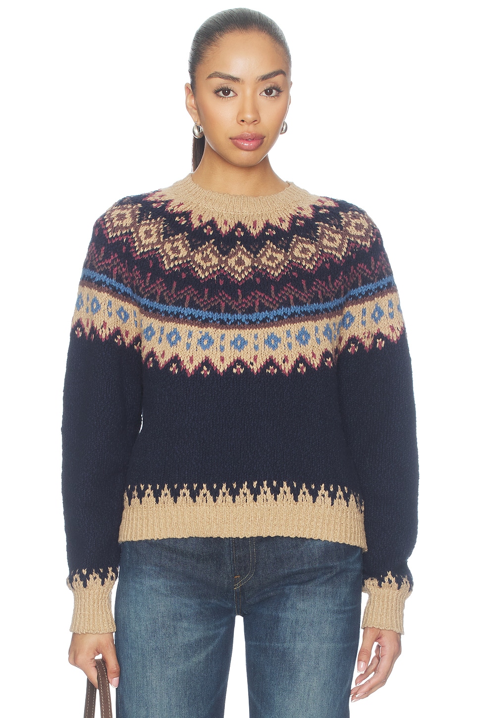 Autumn Cashmere Chunky Fair Isle Crew Sweater