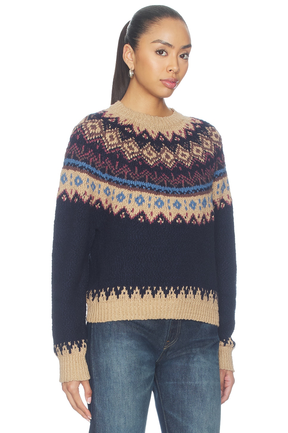 Autumn Cashmere Chunky Fair Isle Crew Sweater