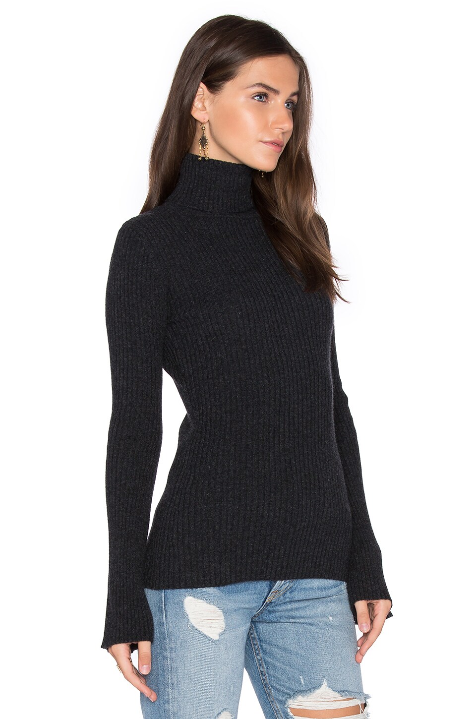 Autumn Cashmere x REVOLVE Ribbed Turtleneck Bell Sleeve Sweater in Lead ...