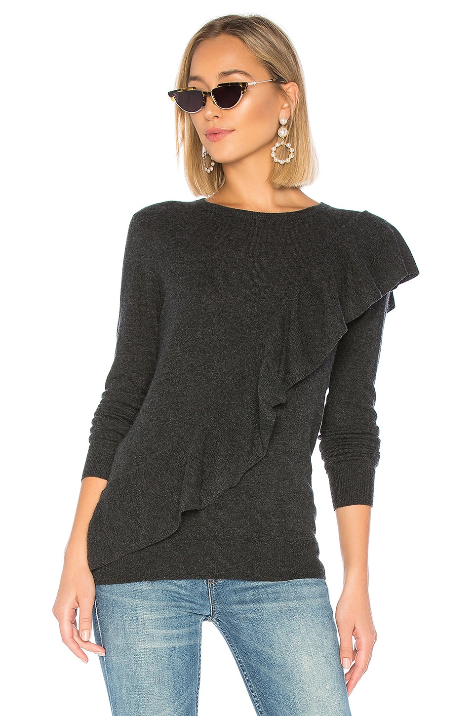 Camel Ruffle Slv Sweater