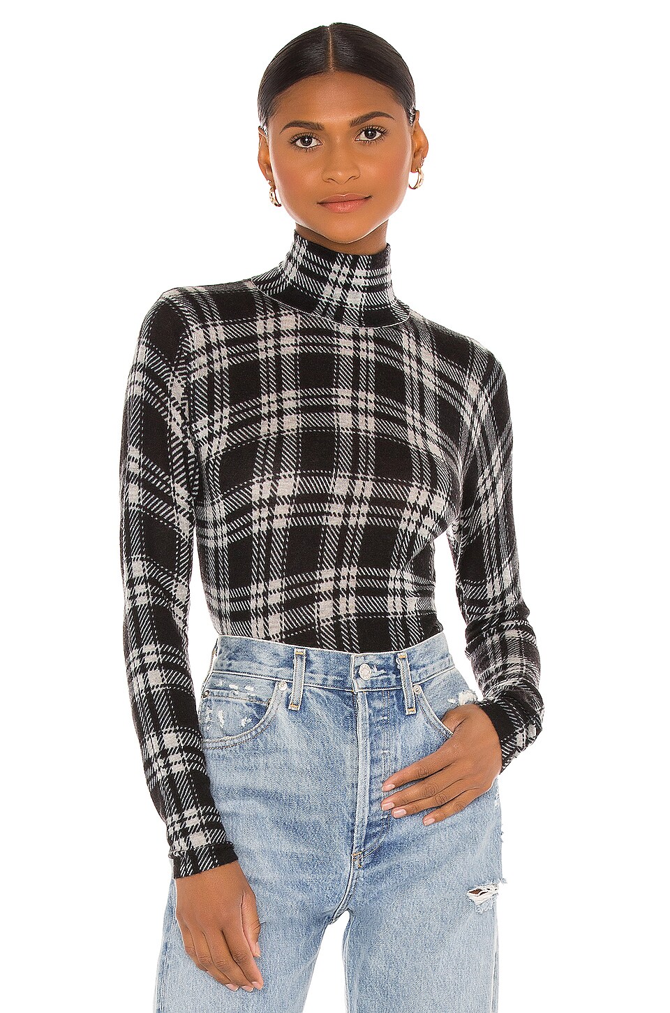 plaid turtleneck bodysuit