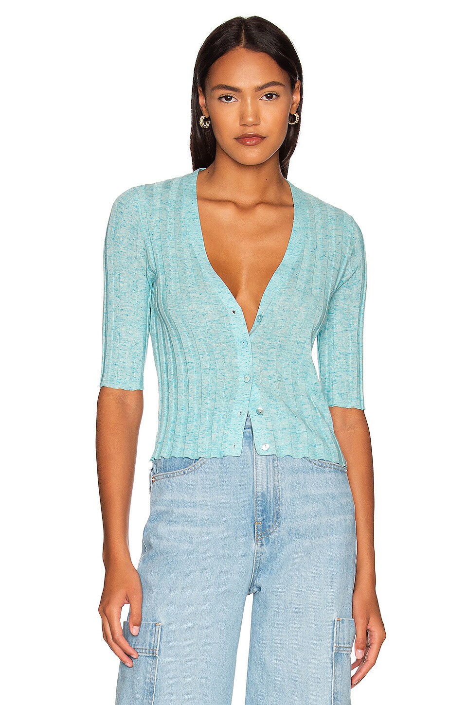 Autumn Cashmere Panel Rib Cardigan in 