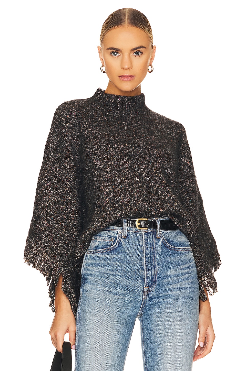 Autumn Cashmere Tweed Fringed Poncho in Constellation REVOLVE