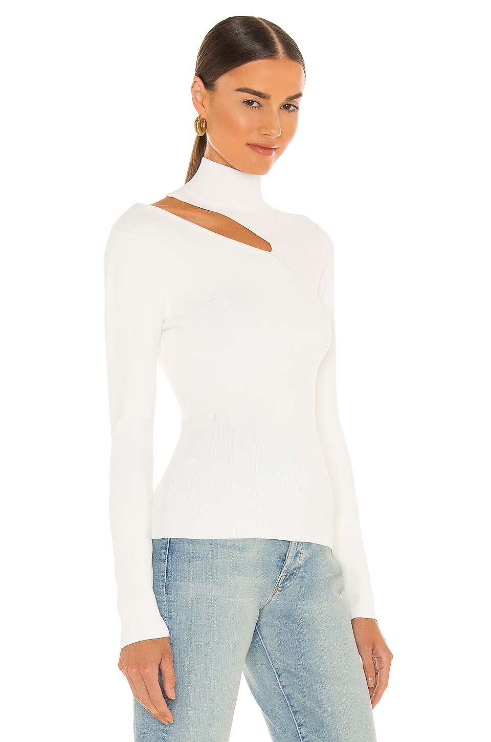 Autumn Cashmere Long Sleeve Slash Mock in Cream