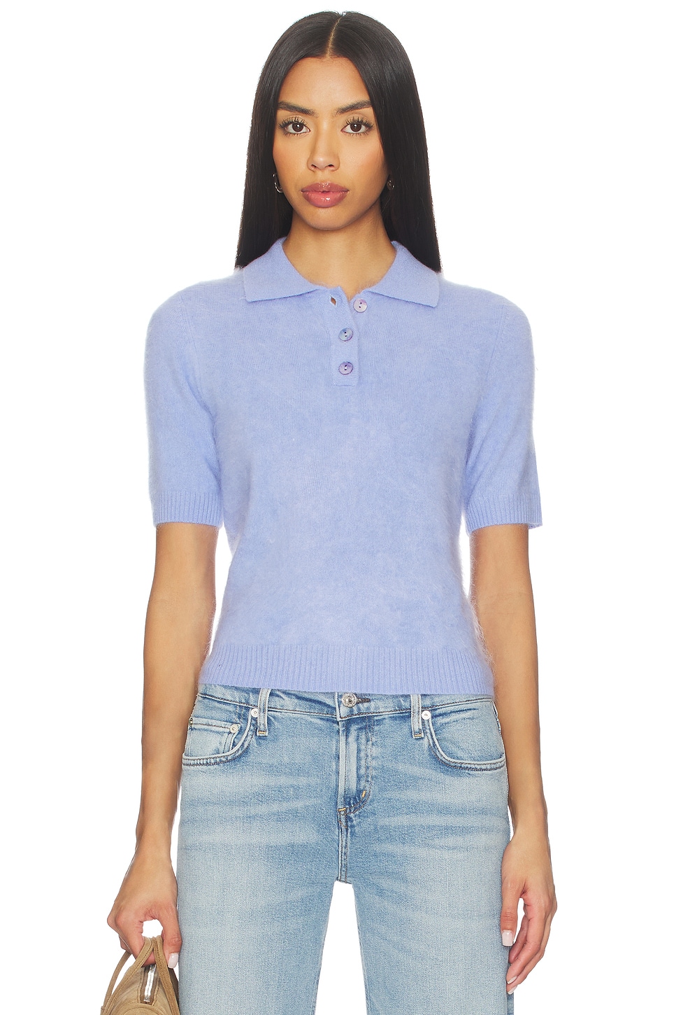 Solid Cropped Short Sleeve Polo - thumbnail 2