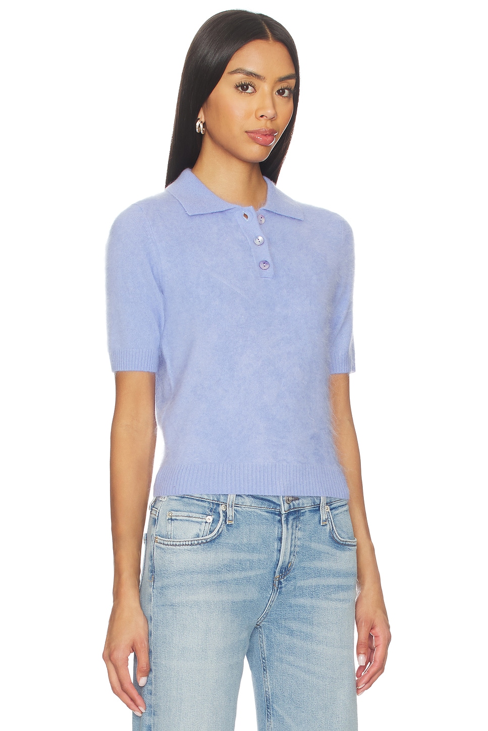 Solid Cropped Short Sleeve Polo - thumbnail 3
