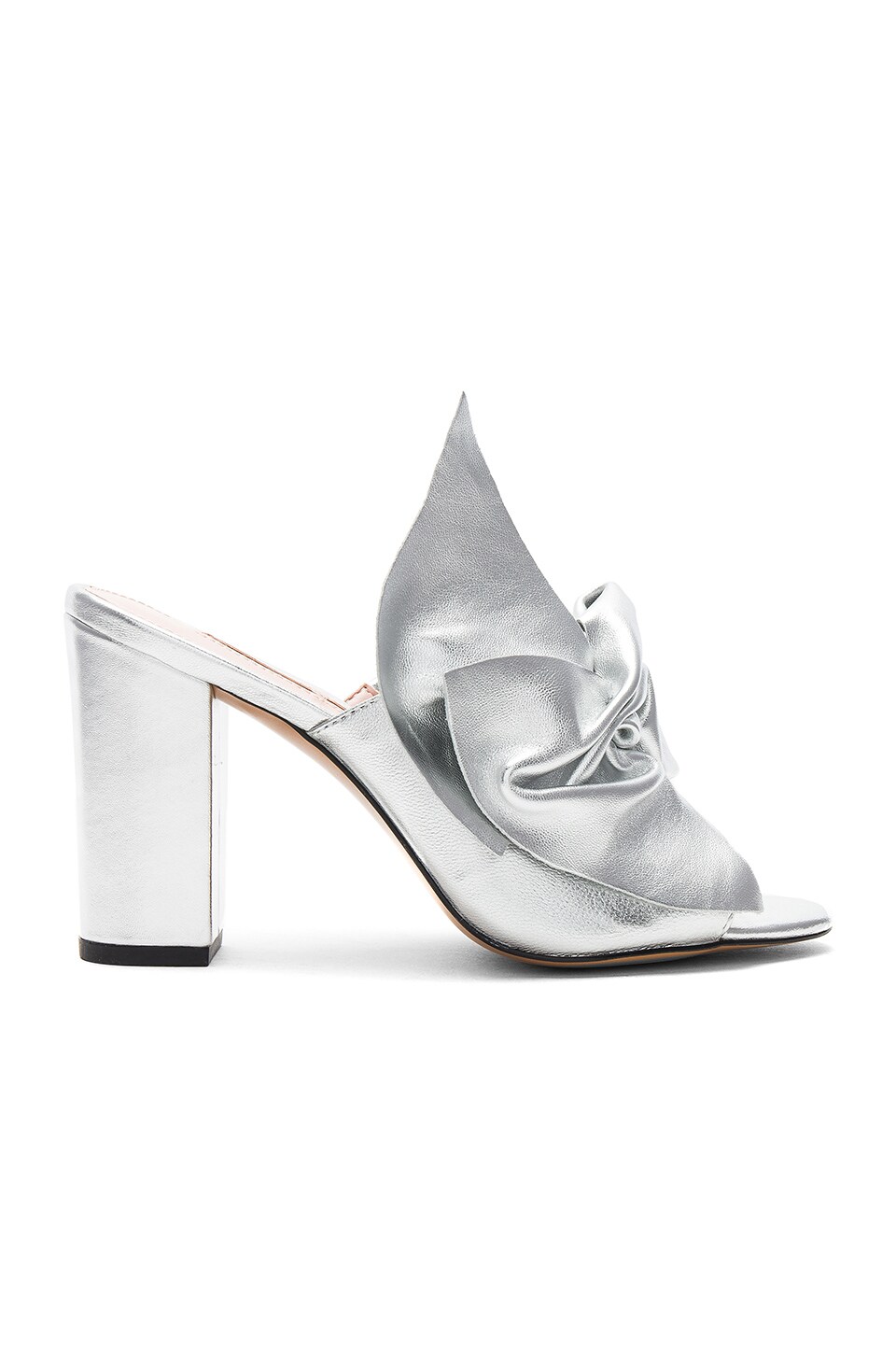 silver metallic mules