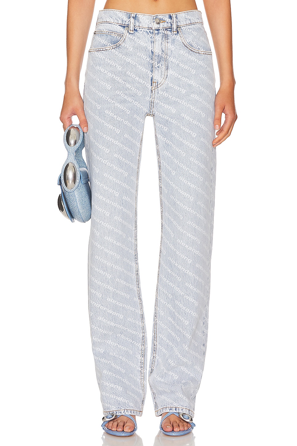 Alexander Wang outlet wide leg jeans in pebble beach