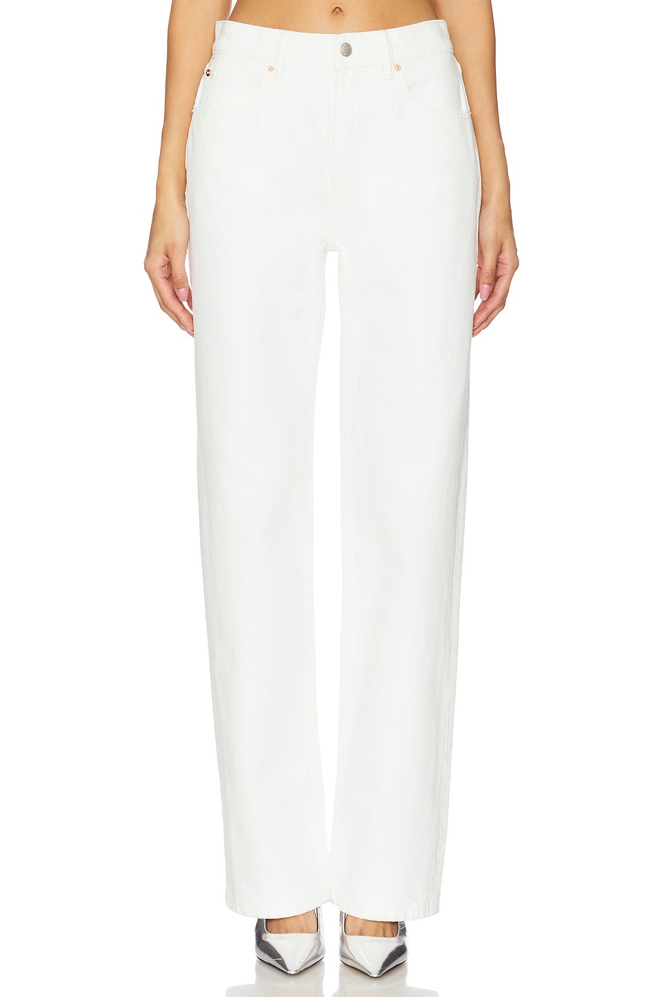 Ez - Mid Rise Relaxed Straight Vintage White Jeans