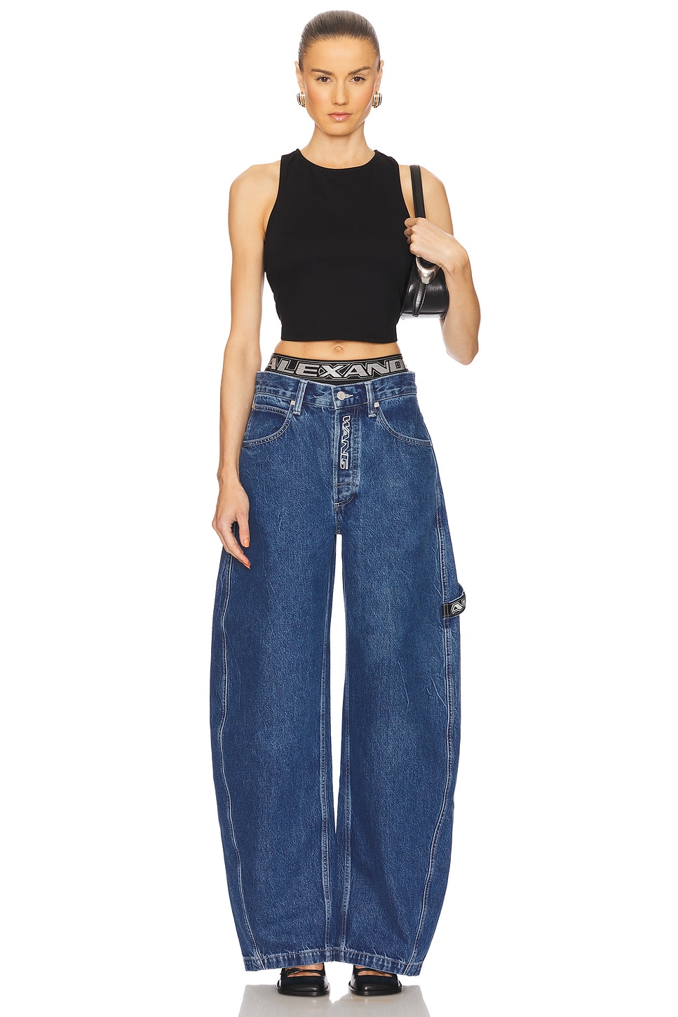 Alexander Wang Logo Elastic Prestyle Rounded Jeans thumbnail