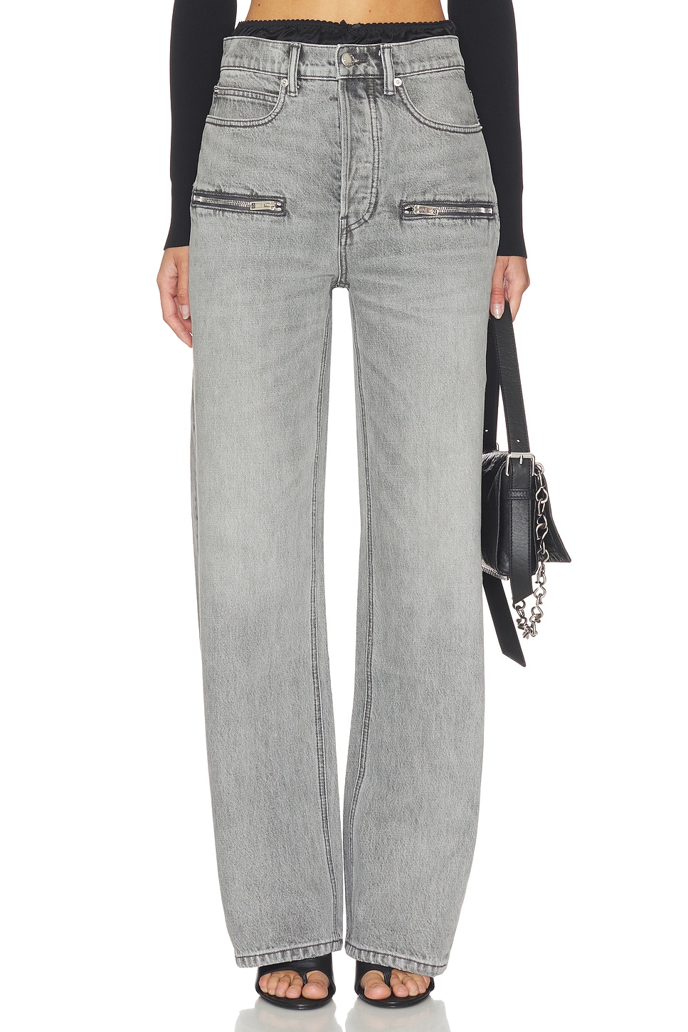 Silk Prestyle Float Jeans With Horizontal Zips - thumbnail 2