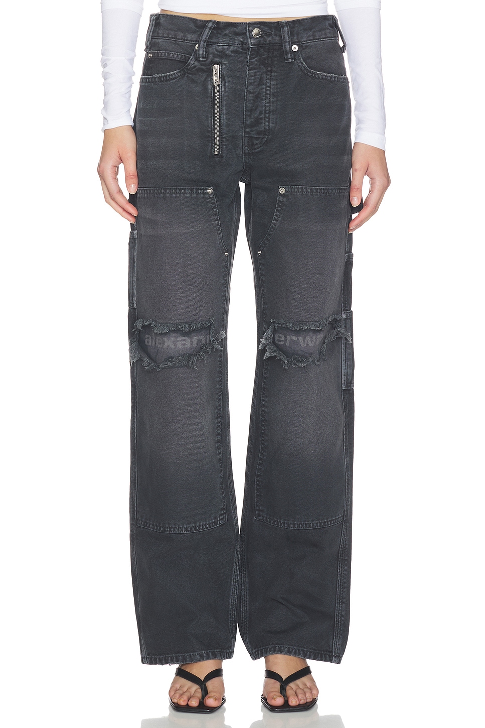 Alexander Wang Mid Rise Carpenter Jeans With Zip in Vintage Black
