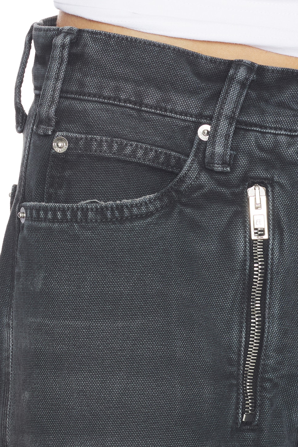 Alexander Wang Mid Rise Carpenter Jeans With Zip in Vintage Black