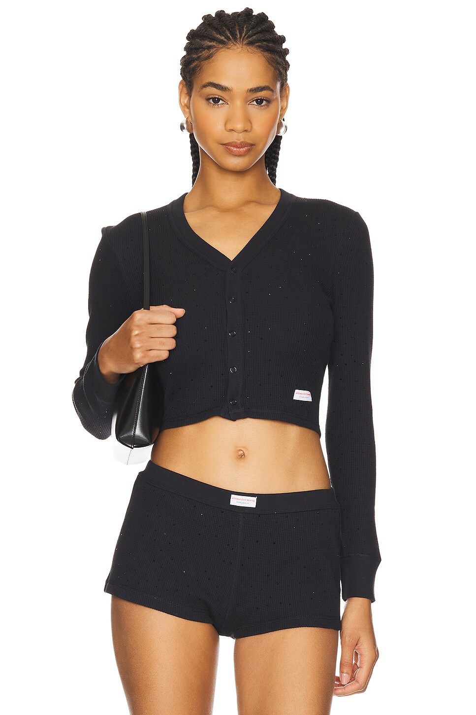 Alexander Wang - Hotfix Long Sleeve Waffle Cardigan | Plush