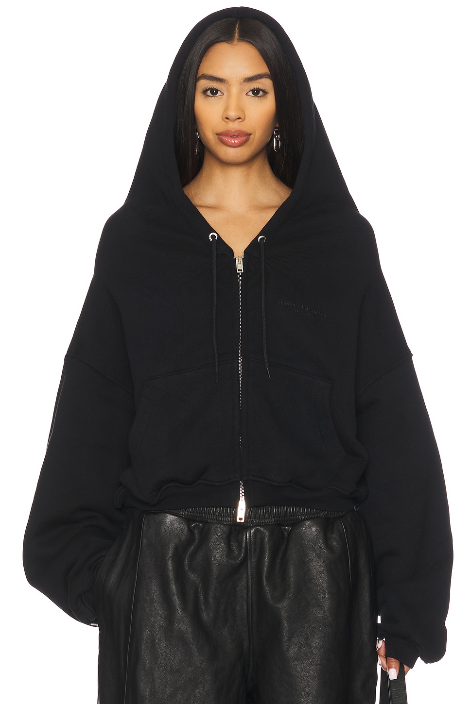 【ALEXANDER WANG】25AW ZIP UP HOODIE BLK S Alexander Wang Puff Logo zip-up Hoodie | Black | FARFETCH