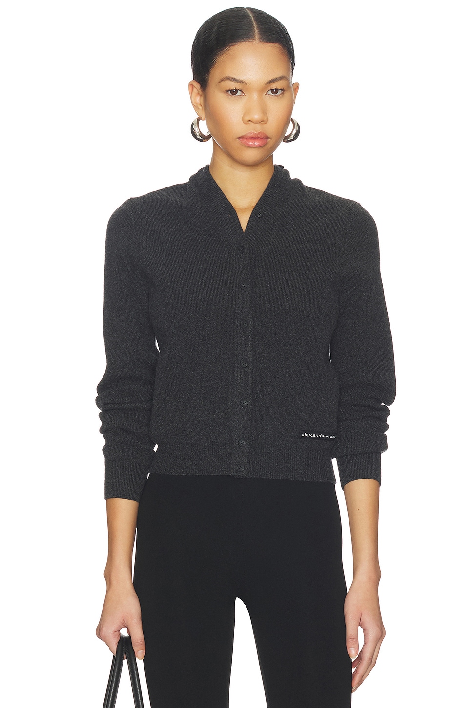 Alexander Wang KNIT LOGO カーディガン - Charcoal | REVOLVE