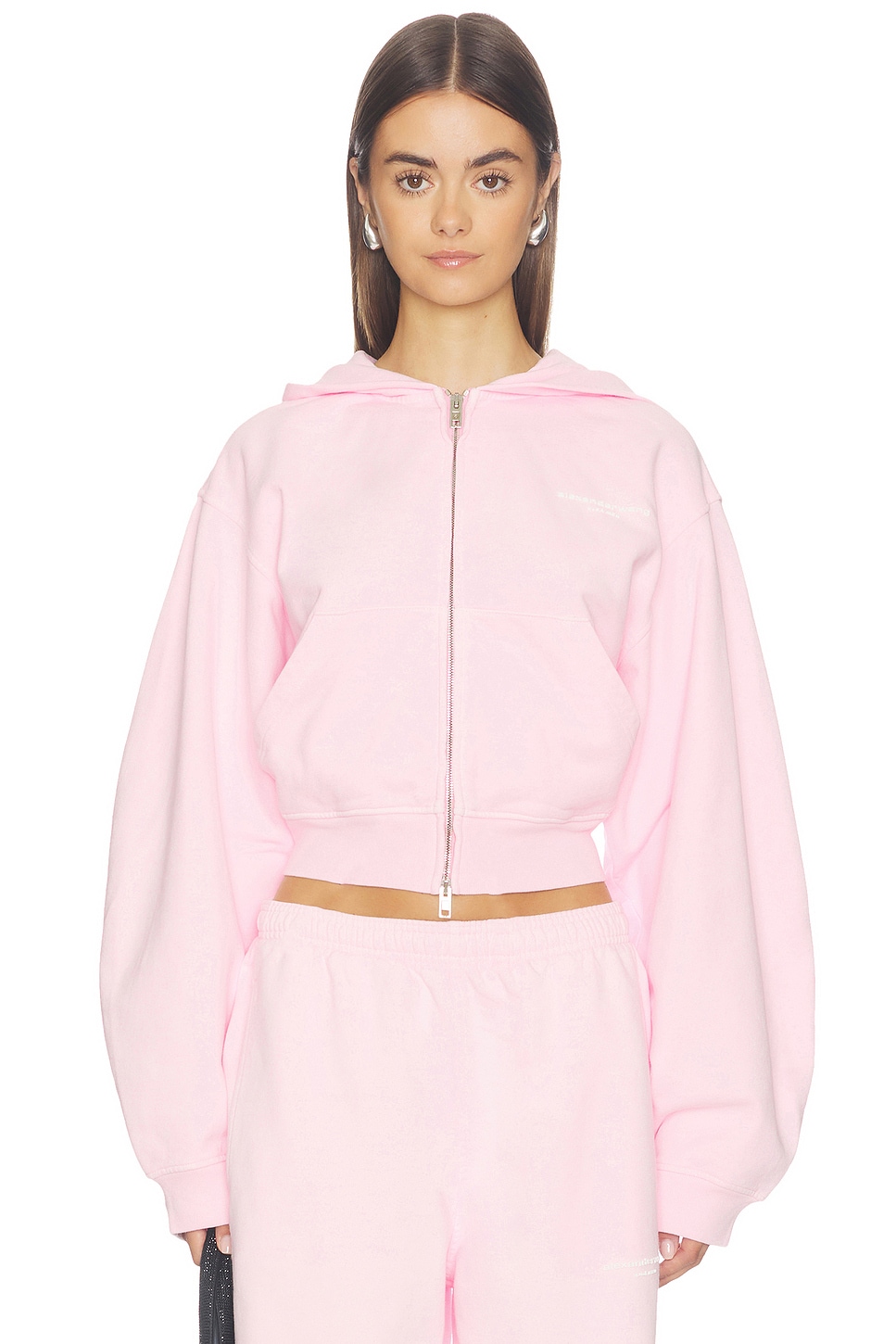 Alexander Wang Zip-up Hoodie with Logo Print