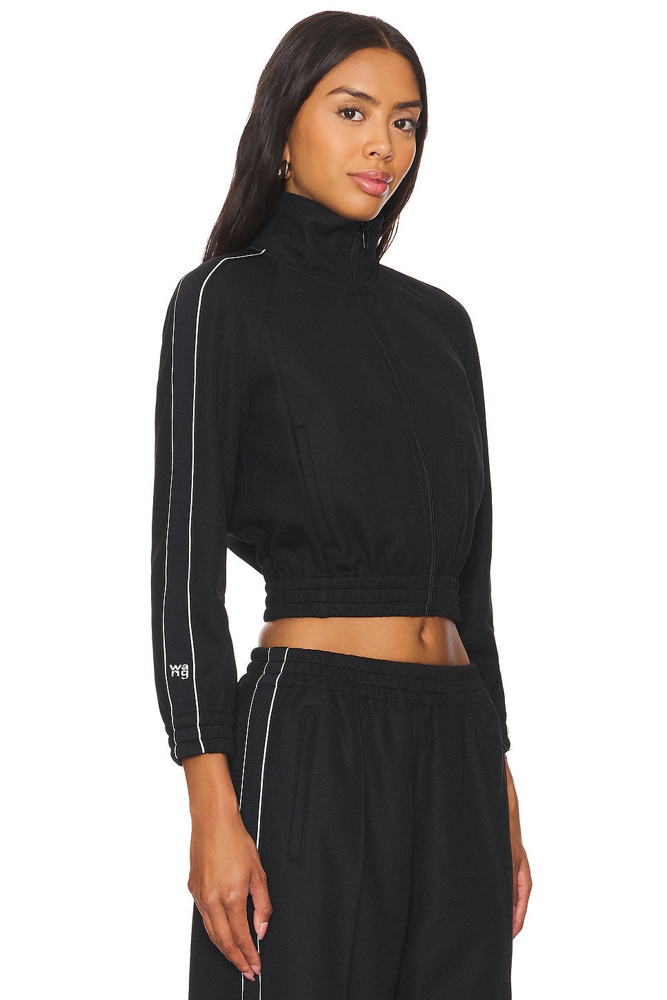 Alexander Wang Cropped Track Jacket With Logo Webbing Tape thumbnail