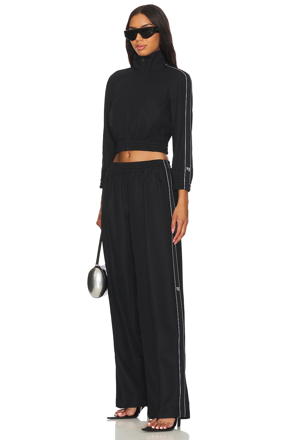 Alexander Wang Cropped Track Jacket With Logo Webbing Tape thumbnail