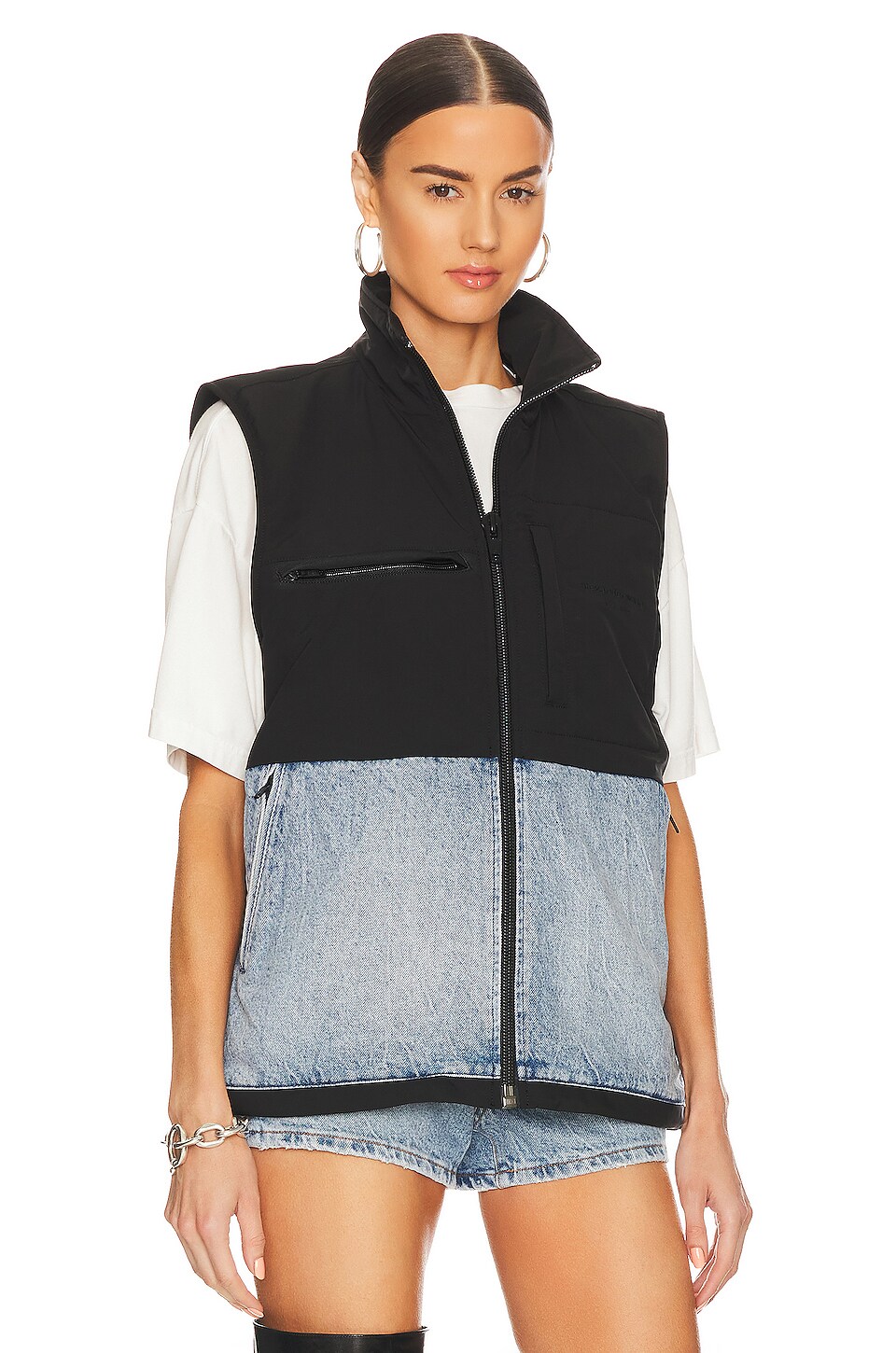 Alexander Wang Nylon Combo Vest in Light Indigo Fade