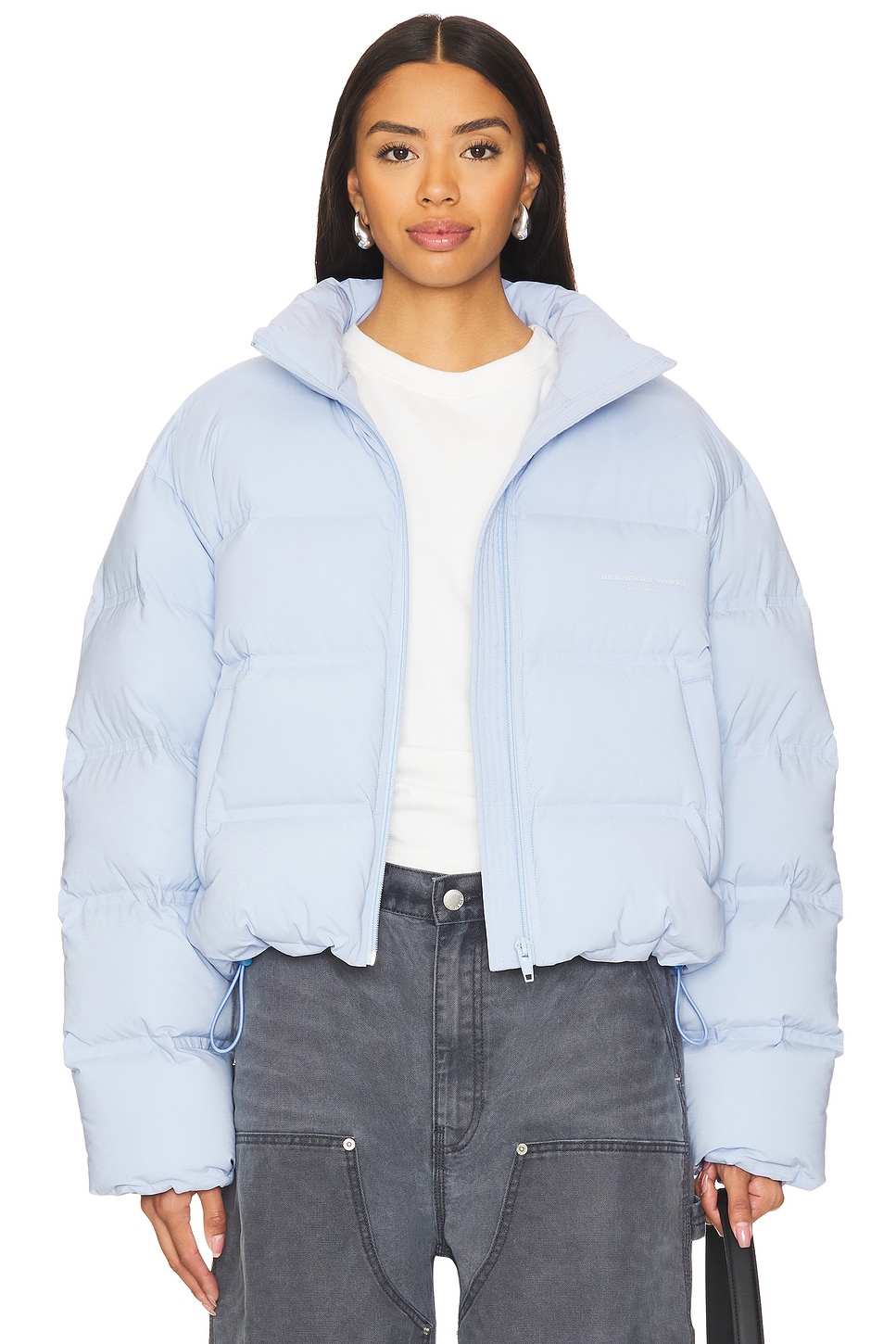 puffer coat with reflective logo in BLACK | alexanderwang®