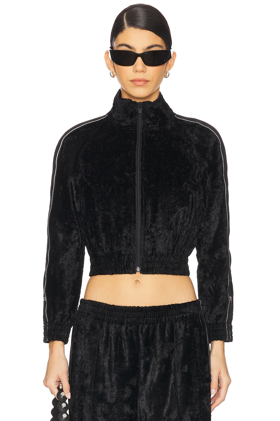 Cropped Track Jacket With Logo Webbing - Thumbnail 2