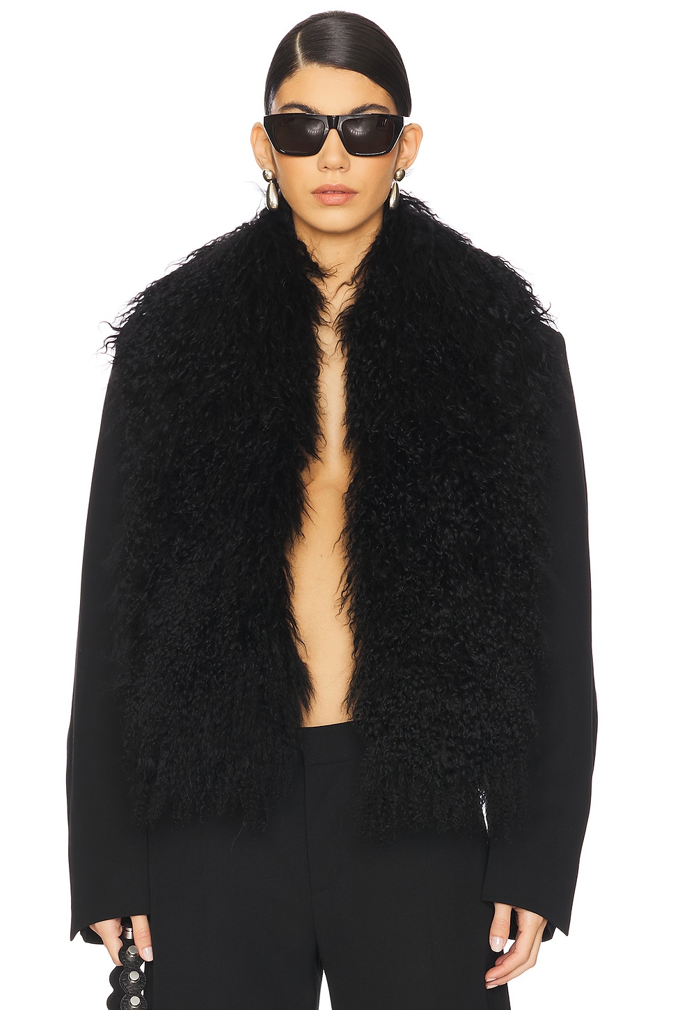 新作☆【alexanderwang】モンゴリアンファー クロップドブレザー alexanderwang アレキサンダーワング モンゴリアンファー