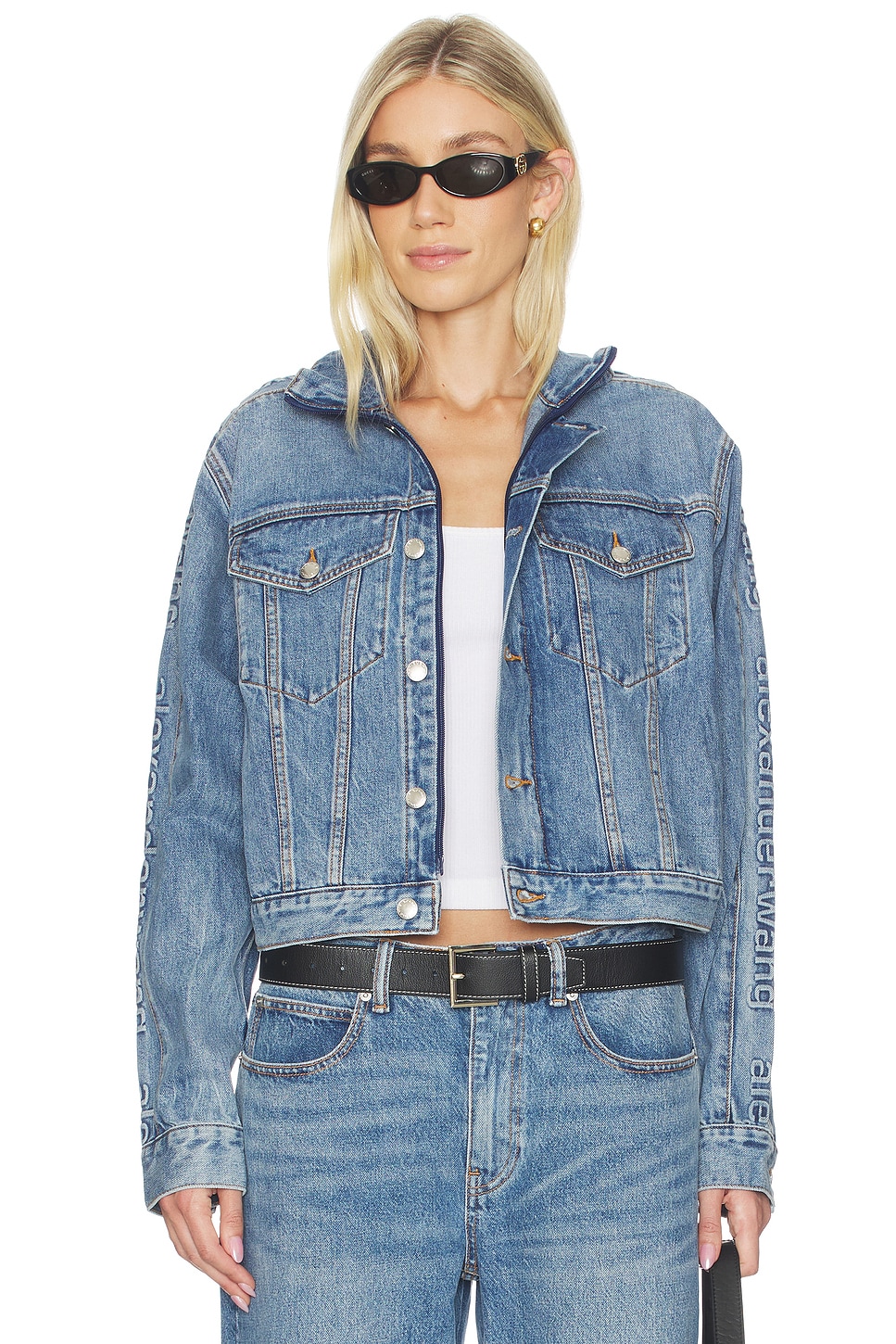 Alexander Wang - Denim Track Jacket With Embossed Logo Panel | Plush
