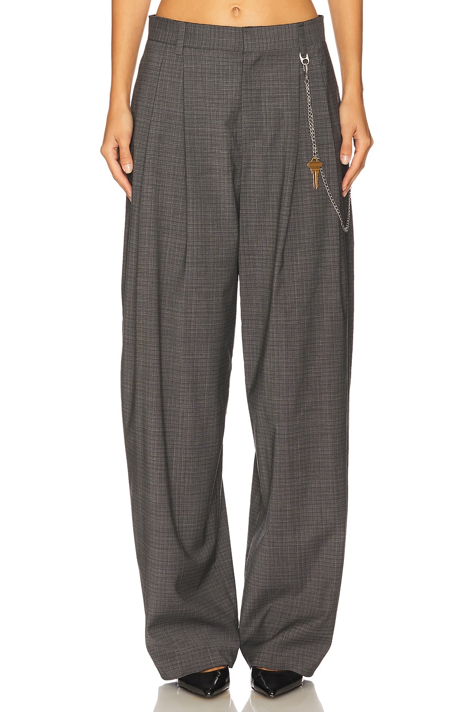 Alexander Wang Mid-rise Trouser With Chain in Dark Grey Alexander Wang Mid-rise Trouser With Chain in Dark Grey