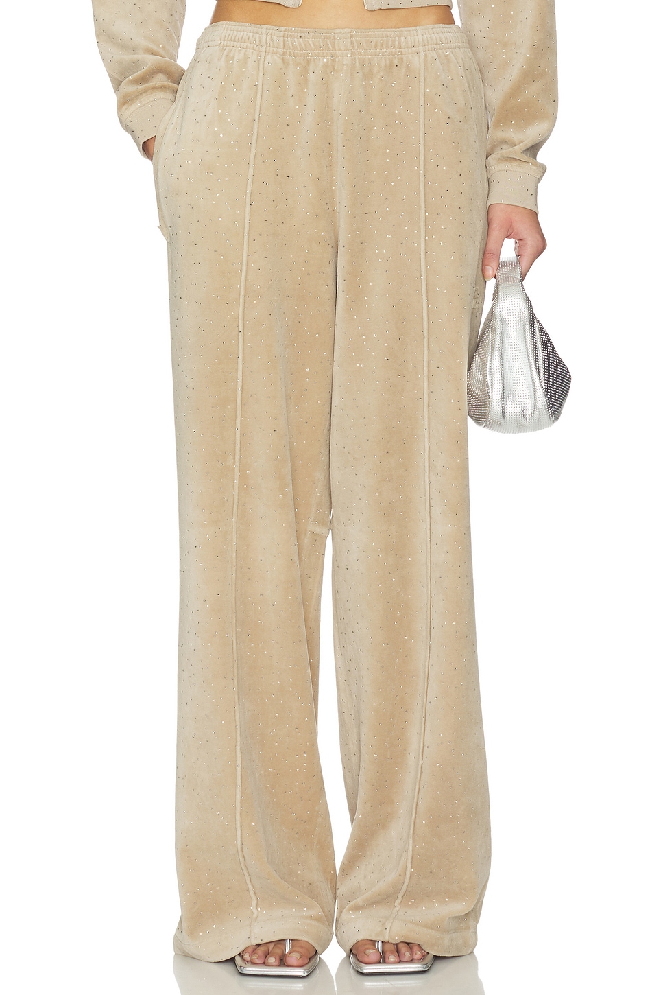 Alexander Wang Allover Hotfix Relaxed Pant in Warm Taupe | REVOLVE