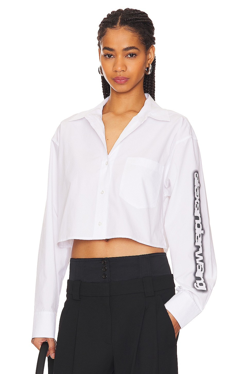 Alexander Wang Cropped Shirt With Drawstrings in White