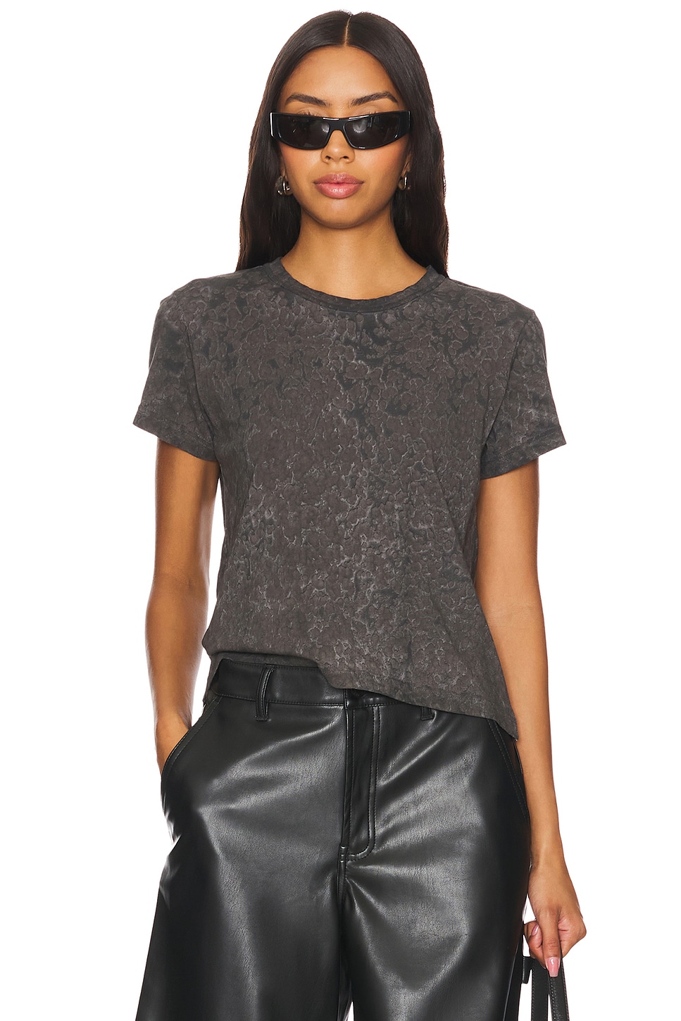 Alexander Wang Shrunken Embossed Logo Tee With Splatter Wash