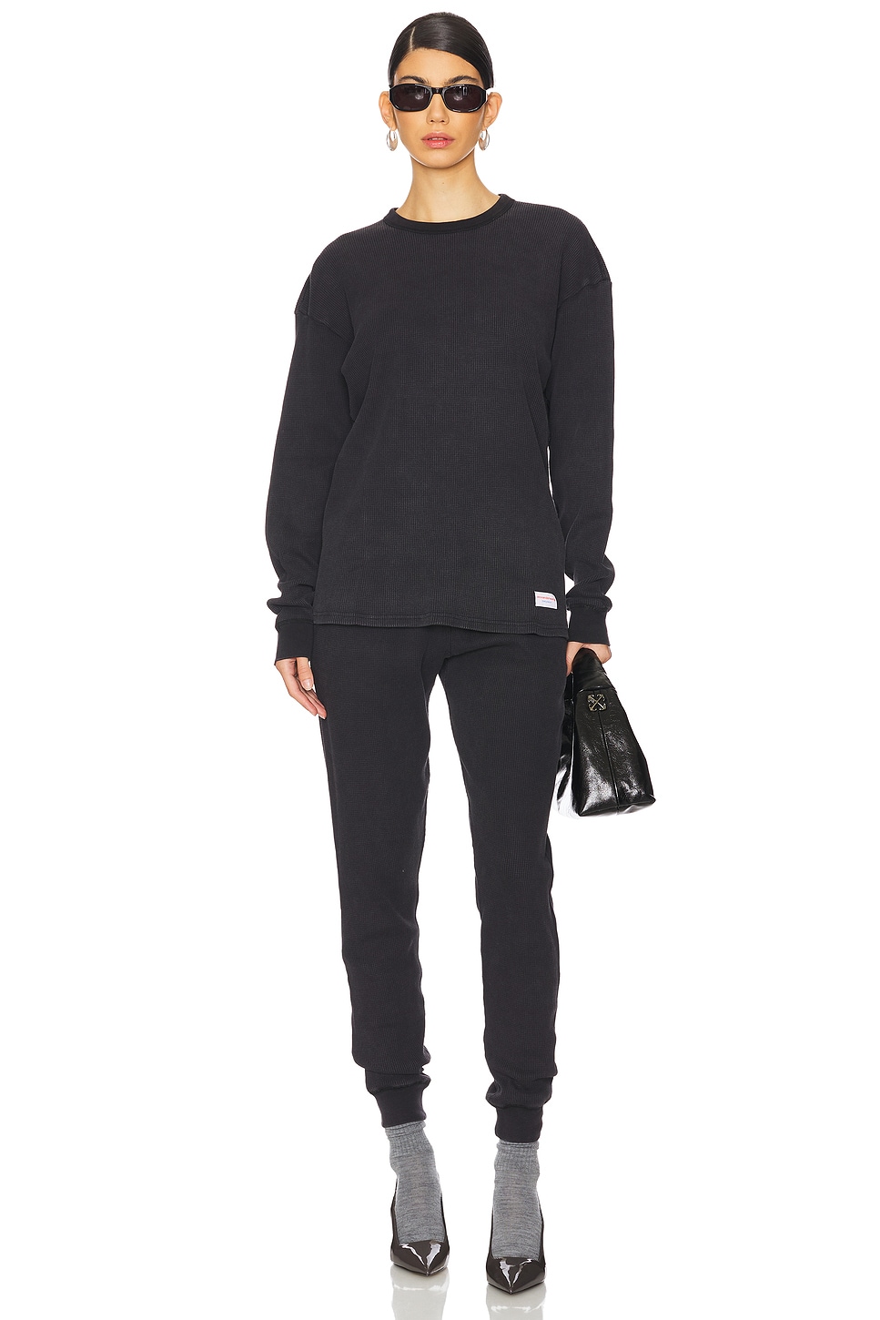 Waffle Crew Neck Long Sleeve - Thumbnail 4