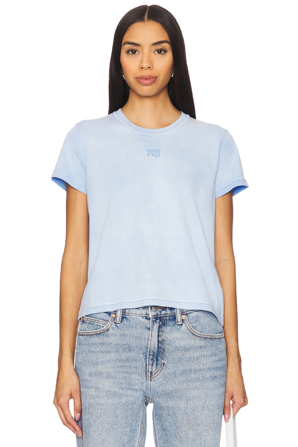 ◆ALEXANDER WANG◆ESSENTIAL SHRUNK T-SHIRT WITH PUFF LOGO puff logo shrunken tee in cotton jersey in BLACK